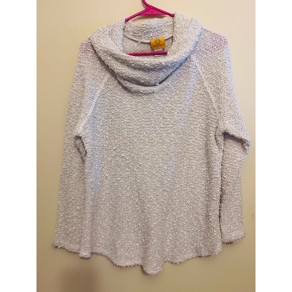 Ruby Rd Sweater Women Large Beige Excellent Cowl Neck Boucle Knit Pullover